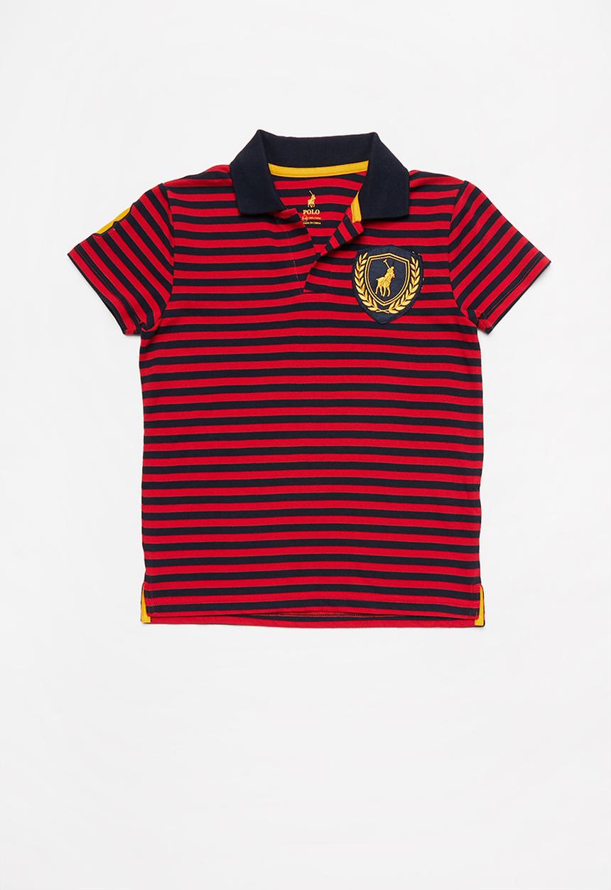 POLO - Boys Warren striped Johnny collared golfer - red