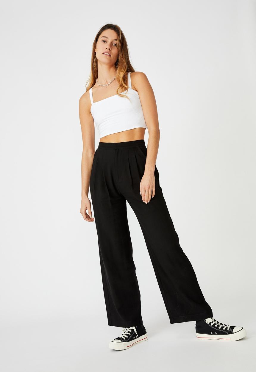 Cotton On - Drapey wide leg pant - black