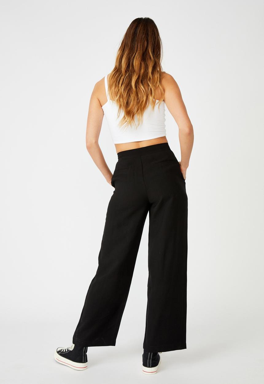 Cotton On - Drapey wide leg pant - black