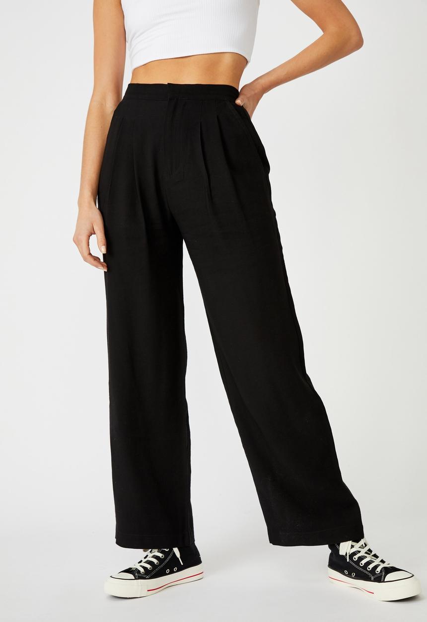 Cotton On - Drapey wide leg pant - black