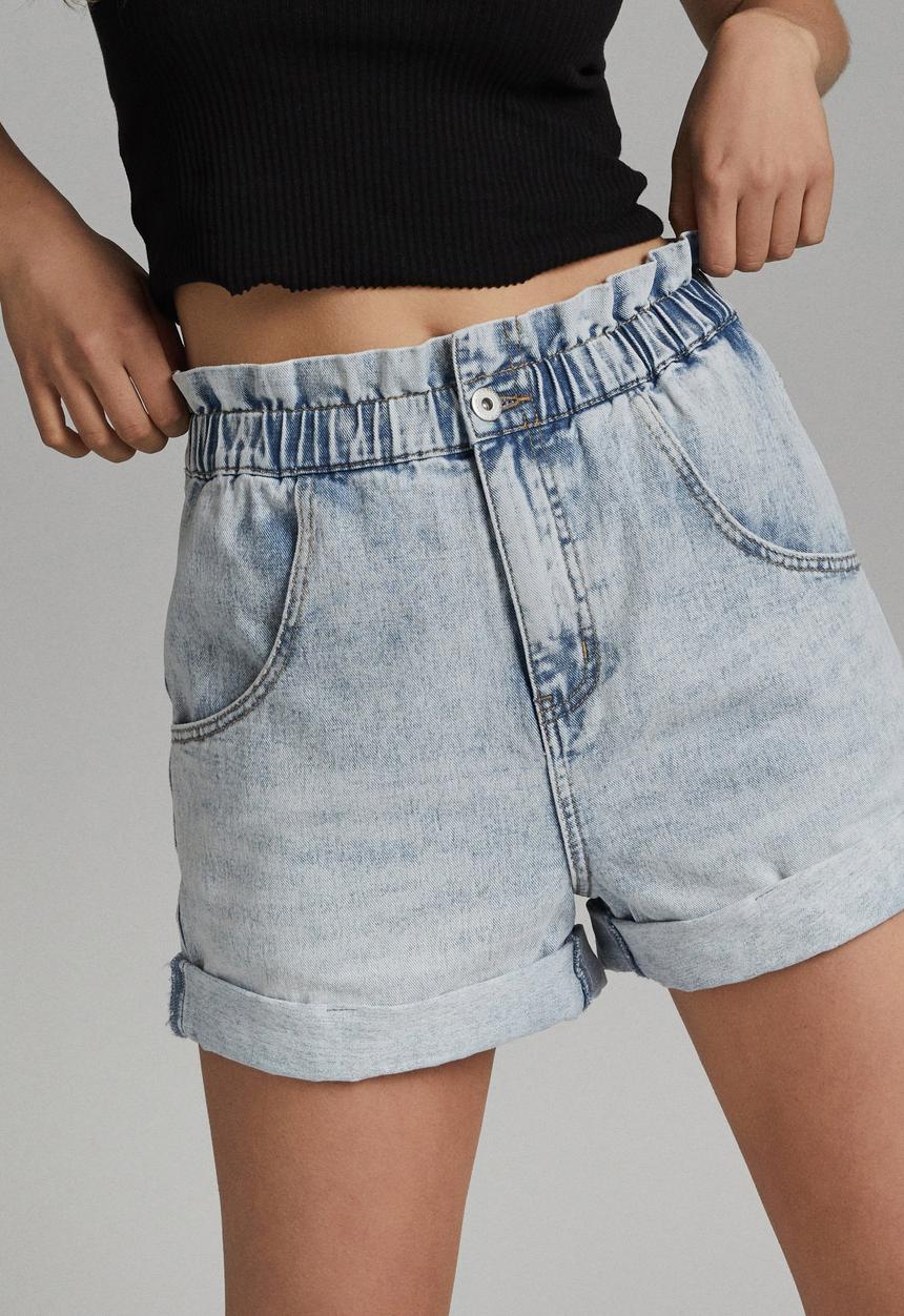 Cotton On - Denim paperbag short - burleigh blue
