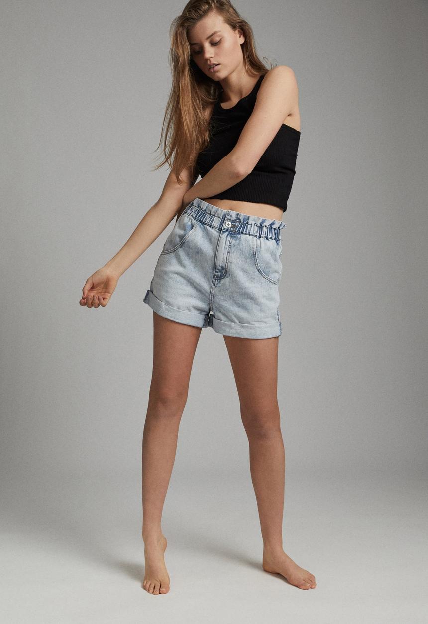 Cotton On - Denim paperbag short - burleigh blue