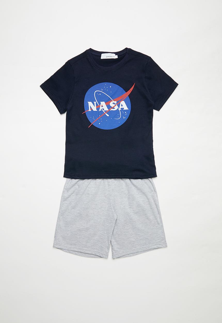 Superbalist - Nasa logo pj - navy & grey mel