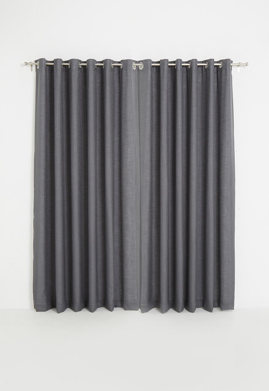 Sixth Floor - Slub lined eyelet curtain - charcoal