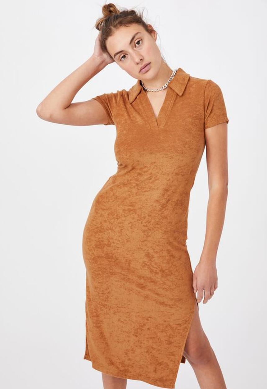 Cotton On - Tori polo midi dress - golden brown