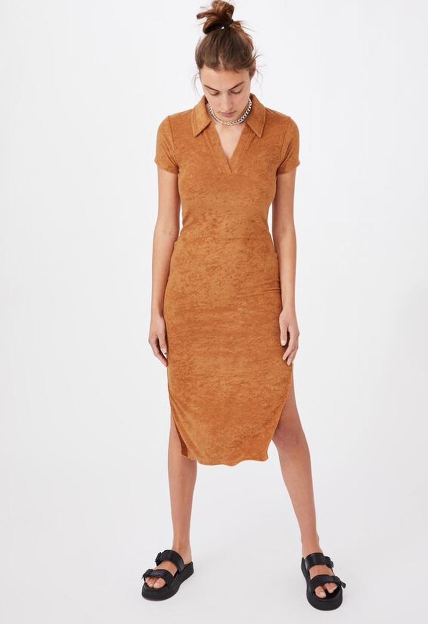 Cotton On - Tori polo midi dress - golden brown