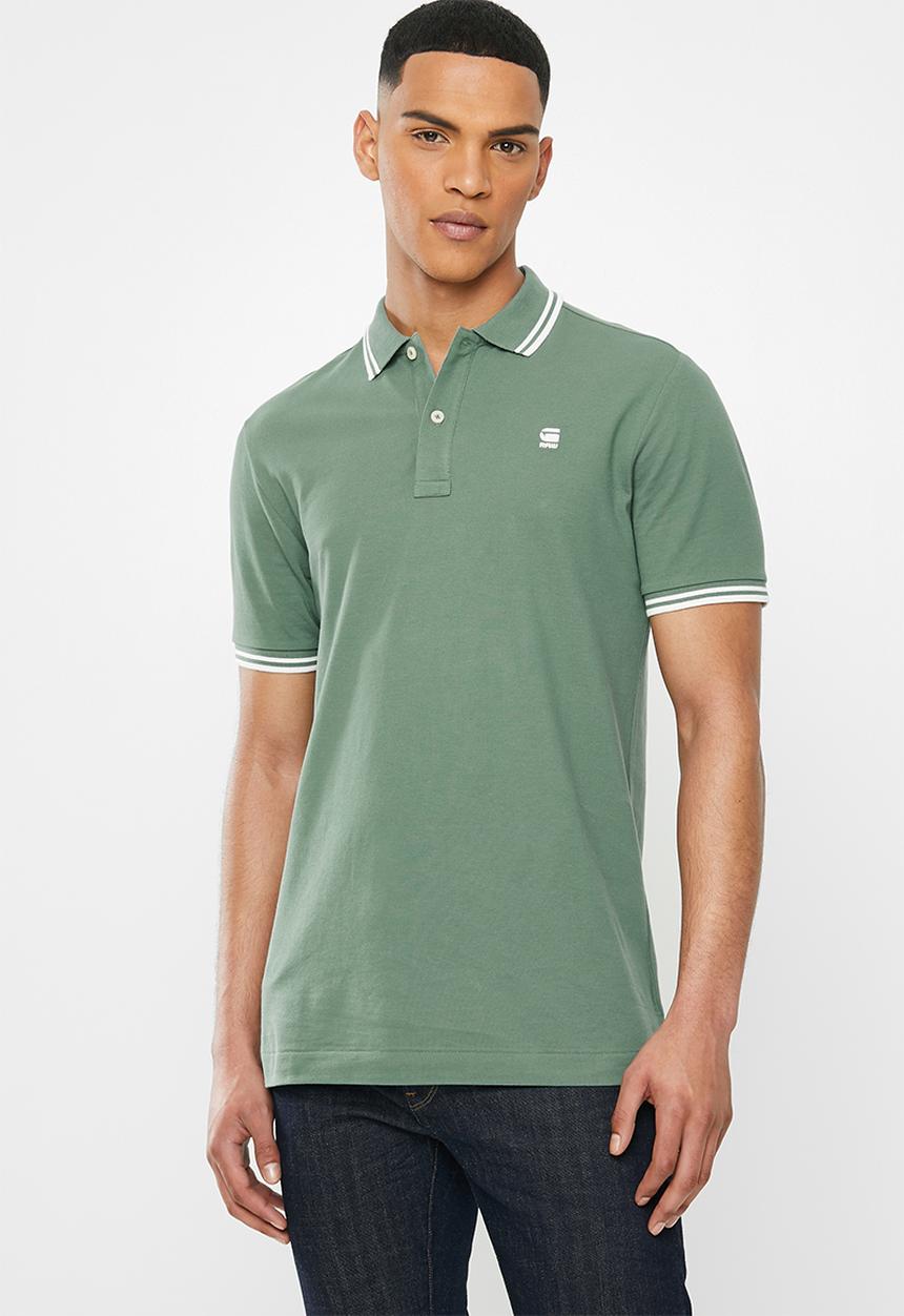 G-STAR - Dunda slim stripe short sleeve polo - green 