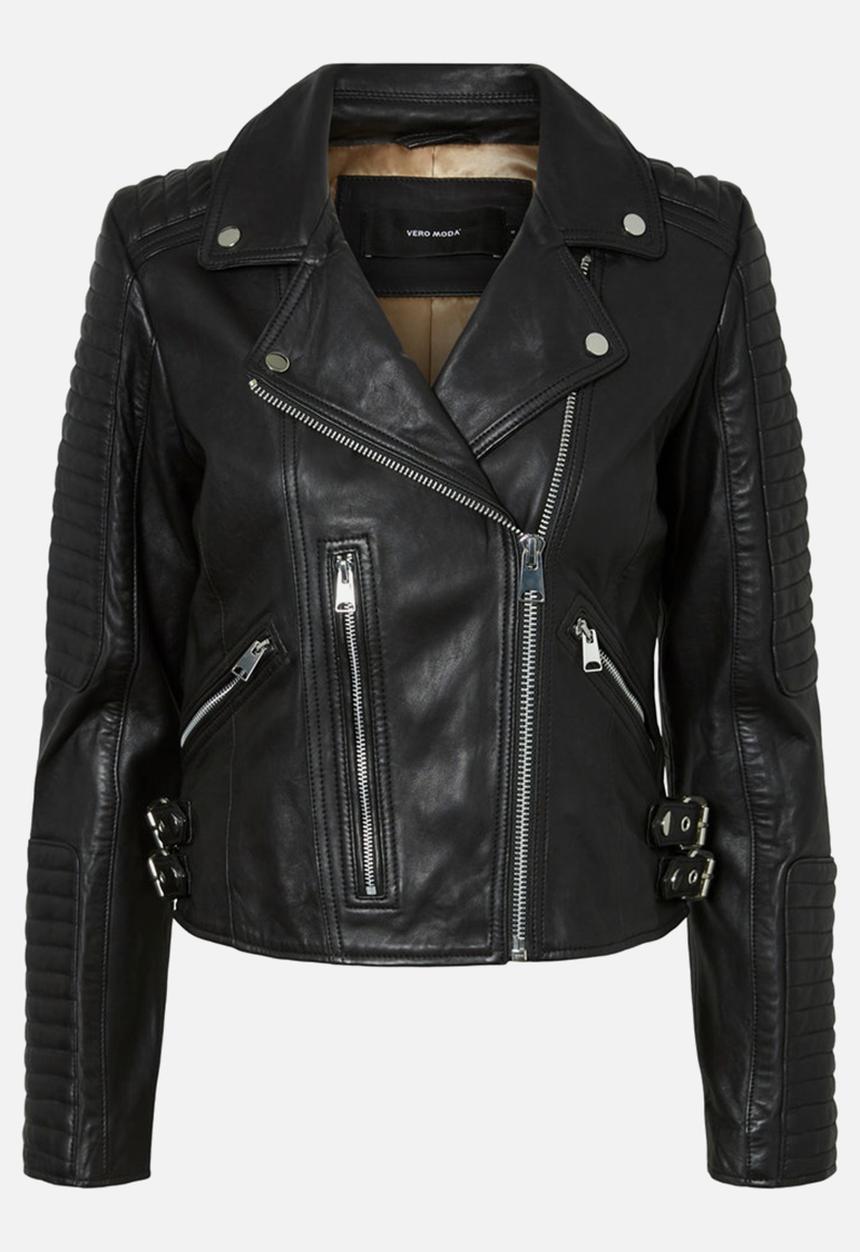 Vero Moda - Alicia short leather jacket - black