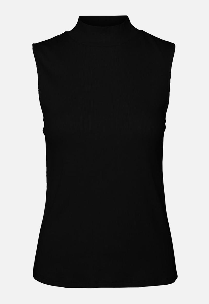 Vero Moda - New ava rib sleeveless highneck top - black