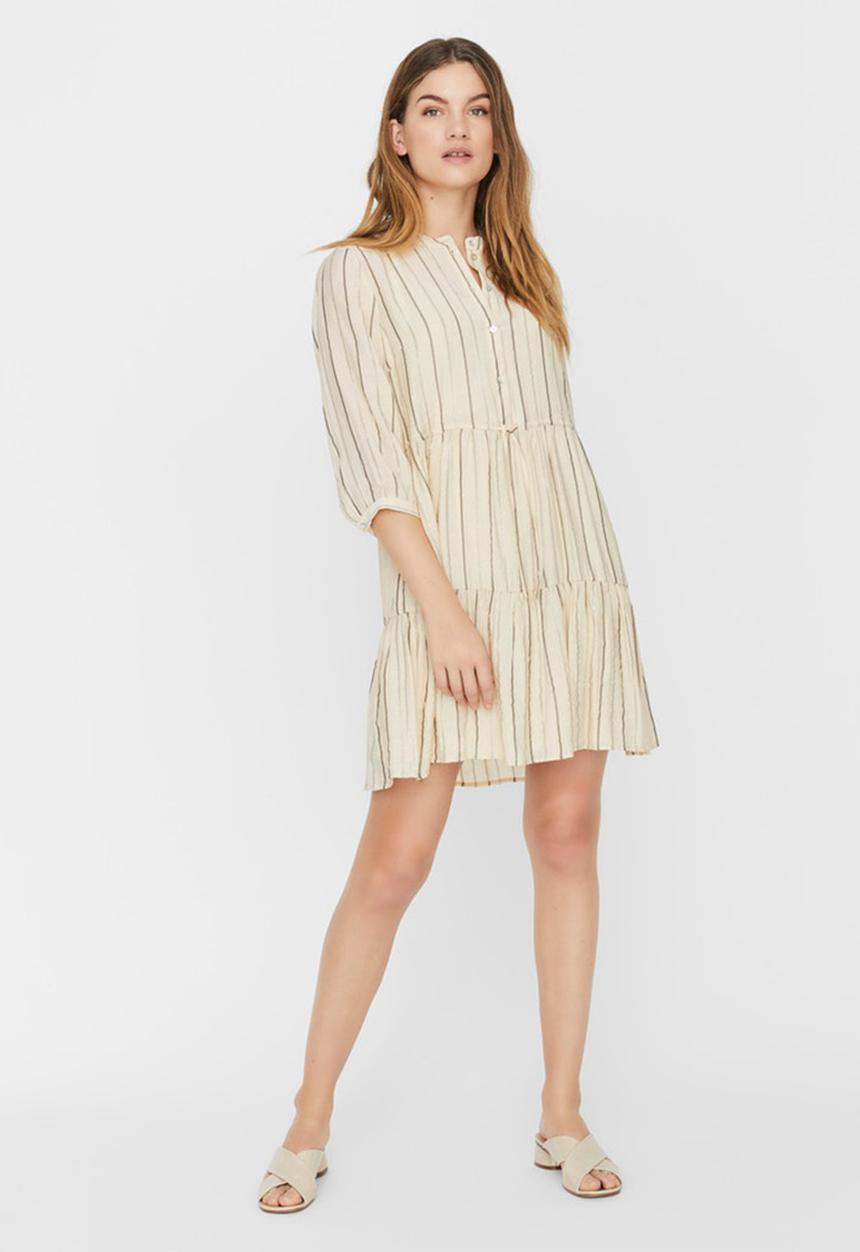 Vero Moda - Ovida 3/4 short dress - beige