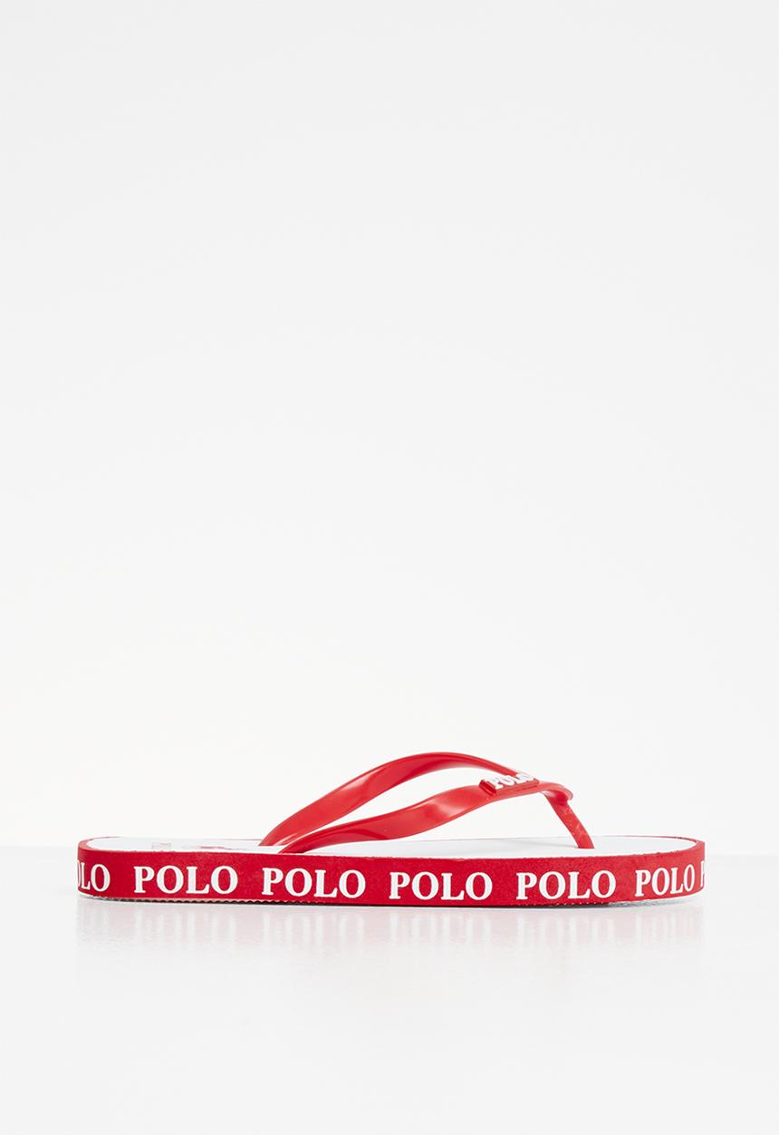 POLO - Girls amber outsole flip flop - red & white 