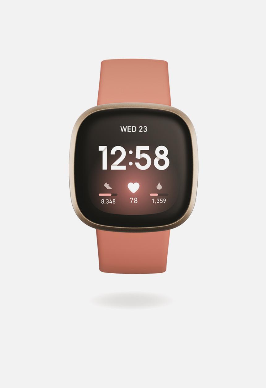 Fitbit - Fitbit Versa 3 - Pink Clay & Soft Gold