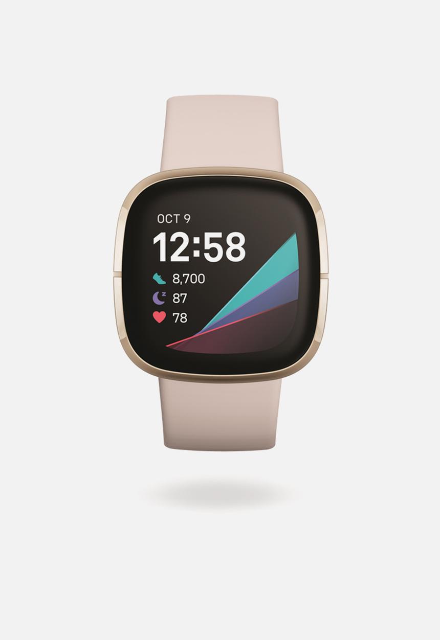 Fitbit - Fitbit Sense - Lunar White & Soft Gold