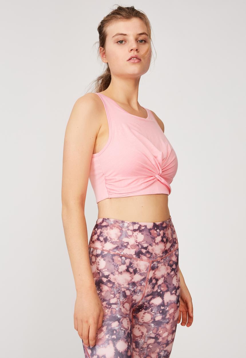 Cotton On - Twist front crop tank - strawberry milkshake