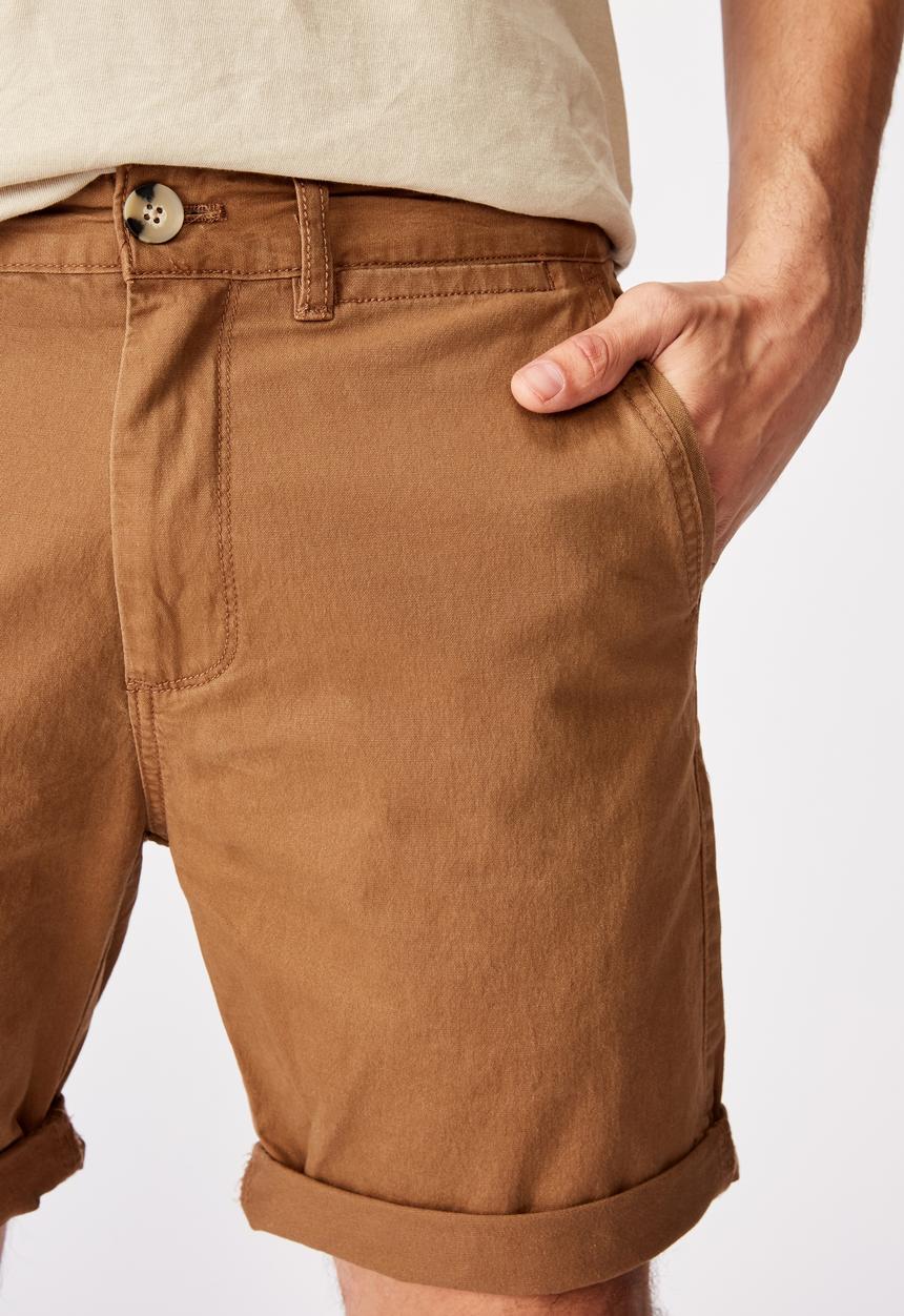 Cotton On - Washed chino short - biscuit