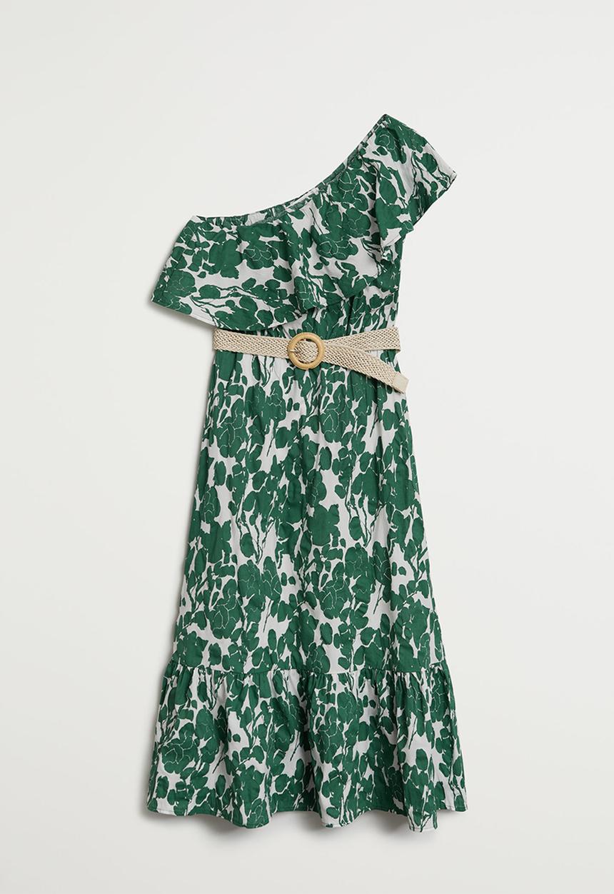 MANGO - Gloria dress - green & white 