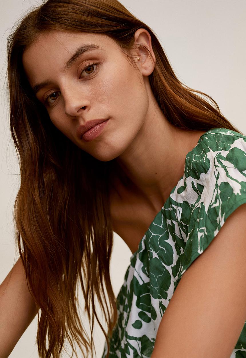 MANGO - Gloria dress - green & white 