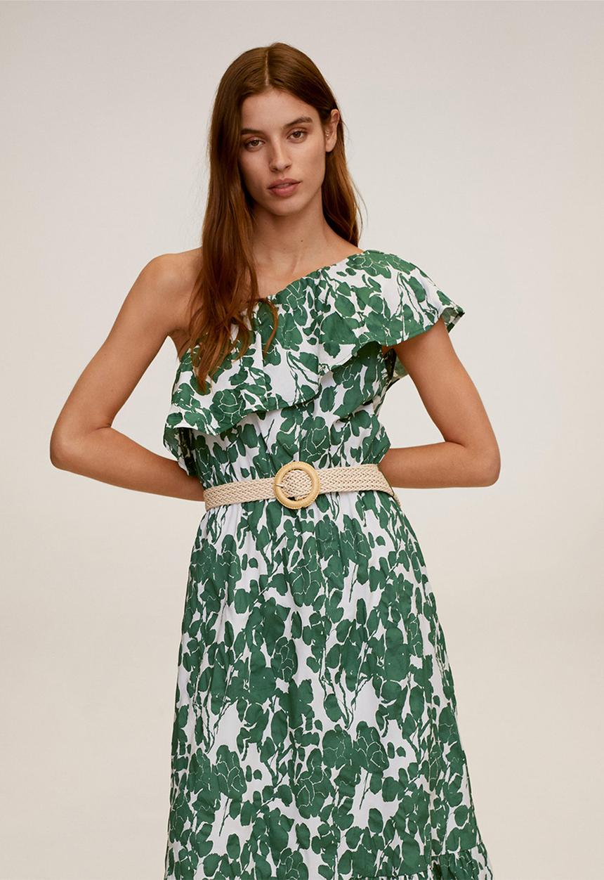 MANGO - Gloria dress - green & white 