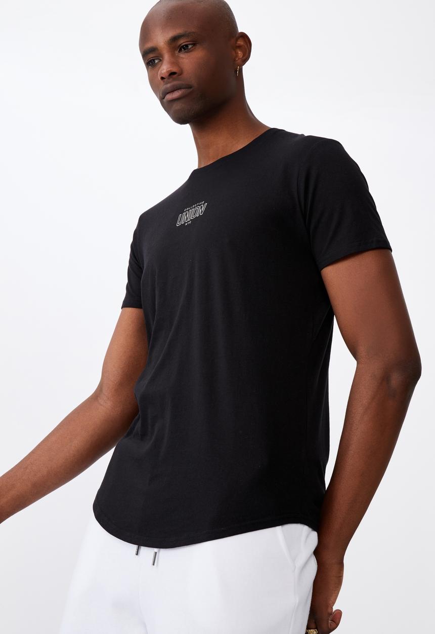 Factorie - Curved graphic T-shirt - black