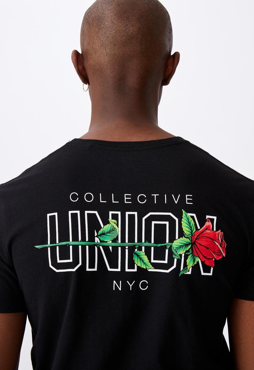 Factorie - Curved graphic T-shirt - black