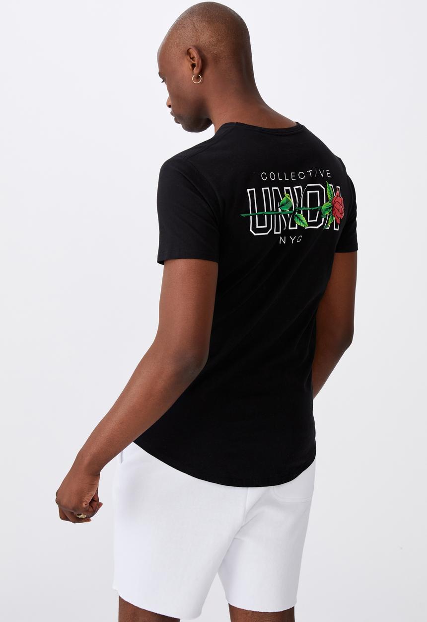 Factorie - Curved graphic T-shirt - black