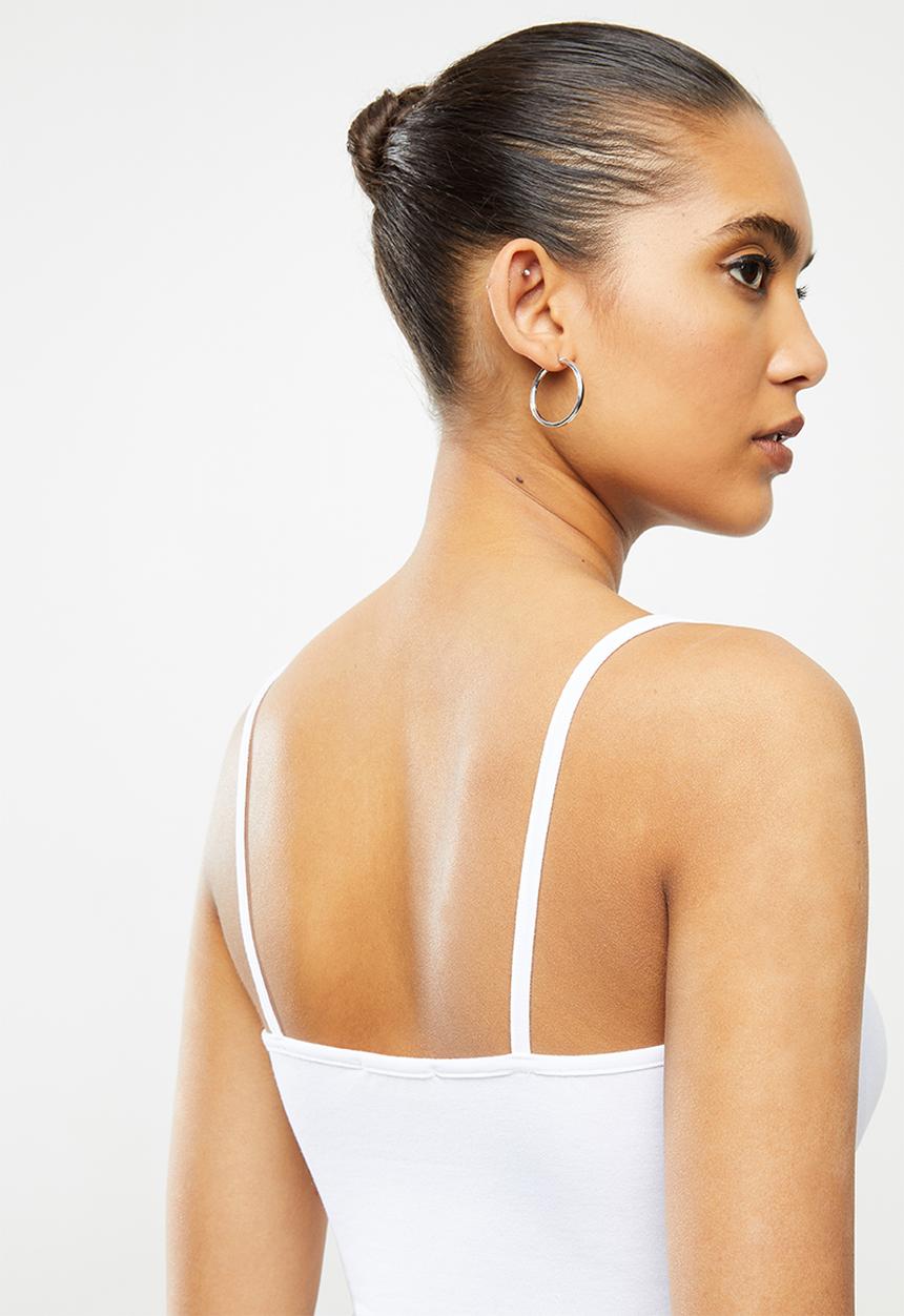 Blake - Cami crop top with lace - white