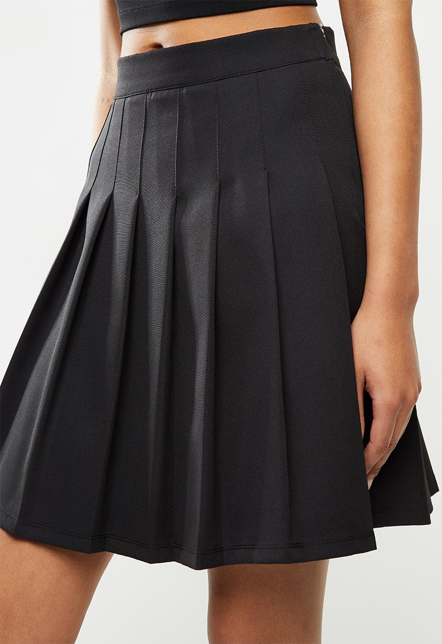 Blake - Knife pleated mini skirt - black