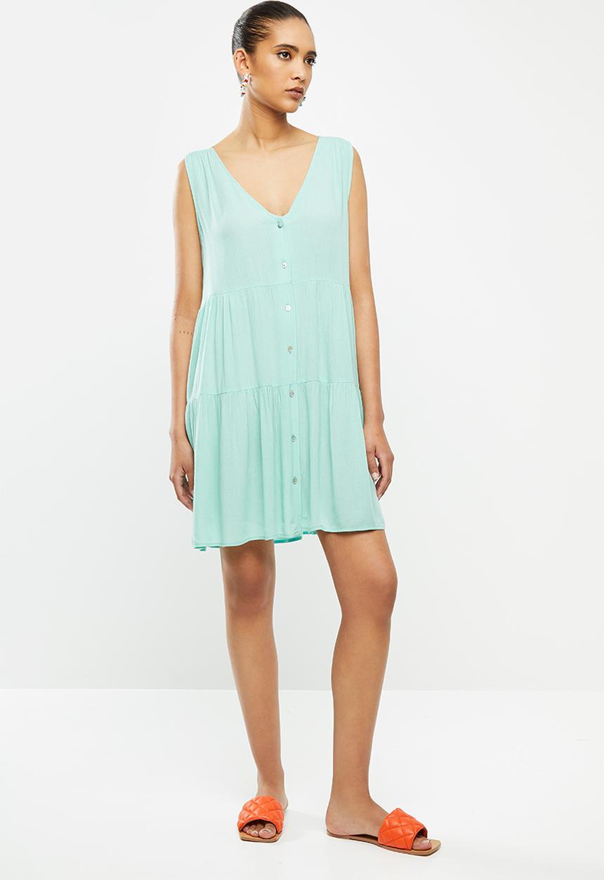 Blake - Crinkle tiered mini dress - blue 