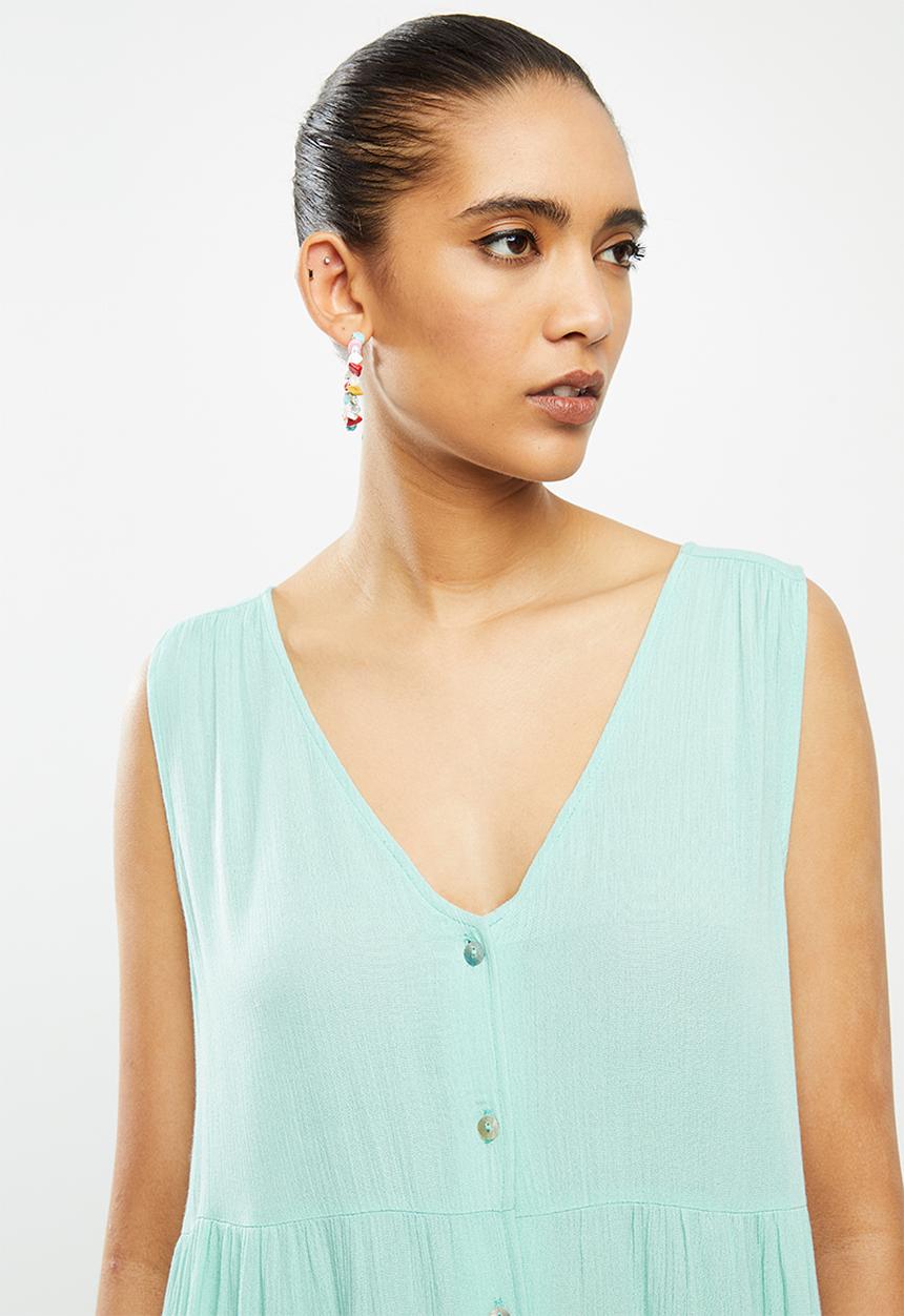 Blake - Crinkle tiered mini dress - blue 