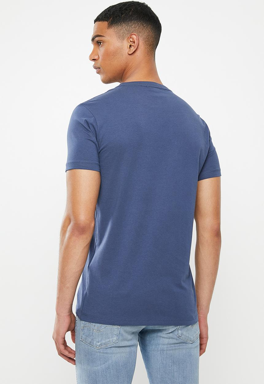 Replay - Black side printed logo tee - navy