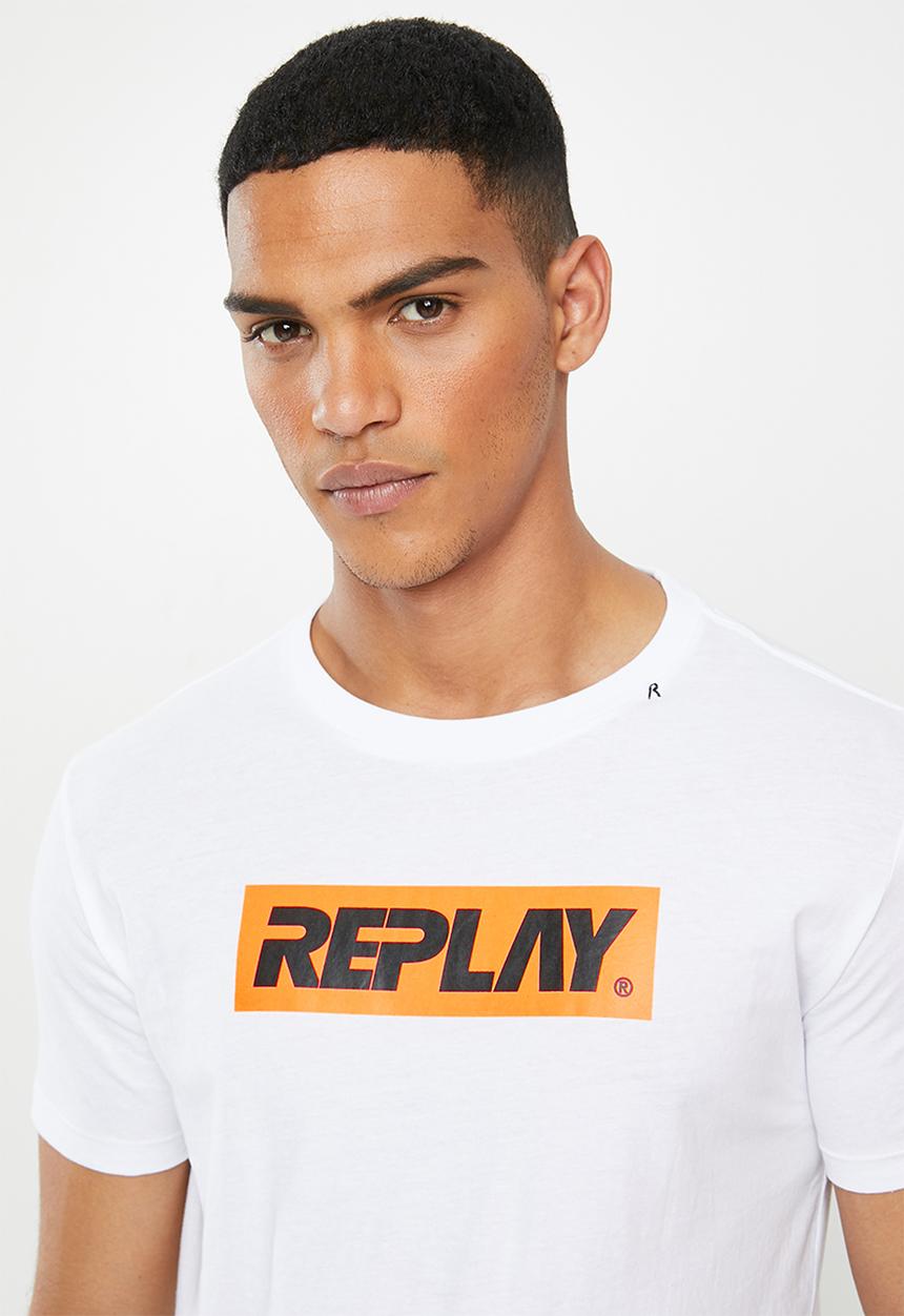 Replay - White center chest logo tee - white