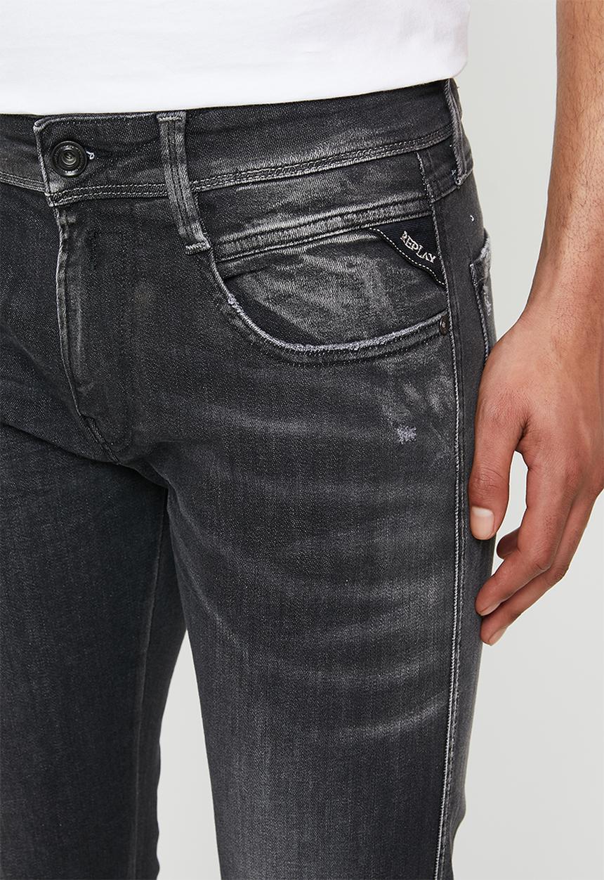Replay - Slim anbass black washed denim - black
