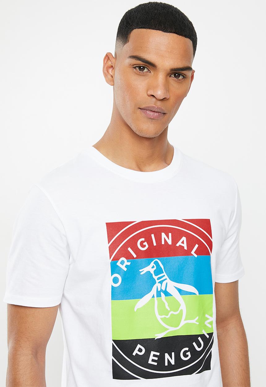 Original Penguin - Stripey box stamp - white