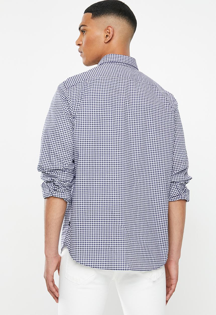 Nautica - Gingham plaid shirt - navy & white