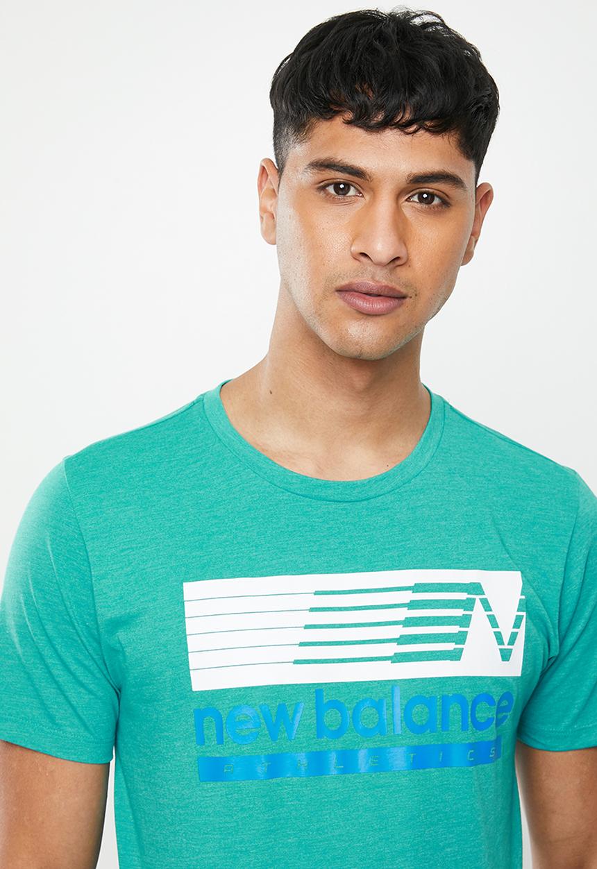 New Balance  - Tenacity heather tech short sleeve print tee - blue