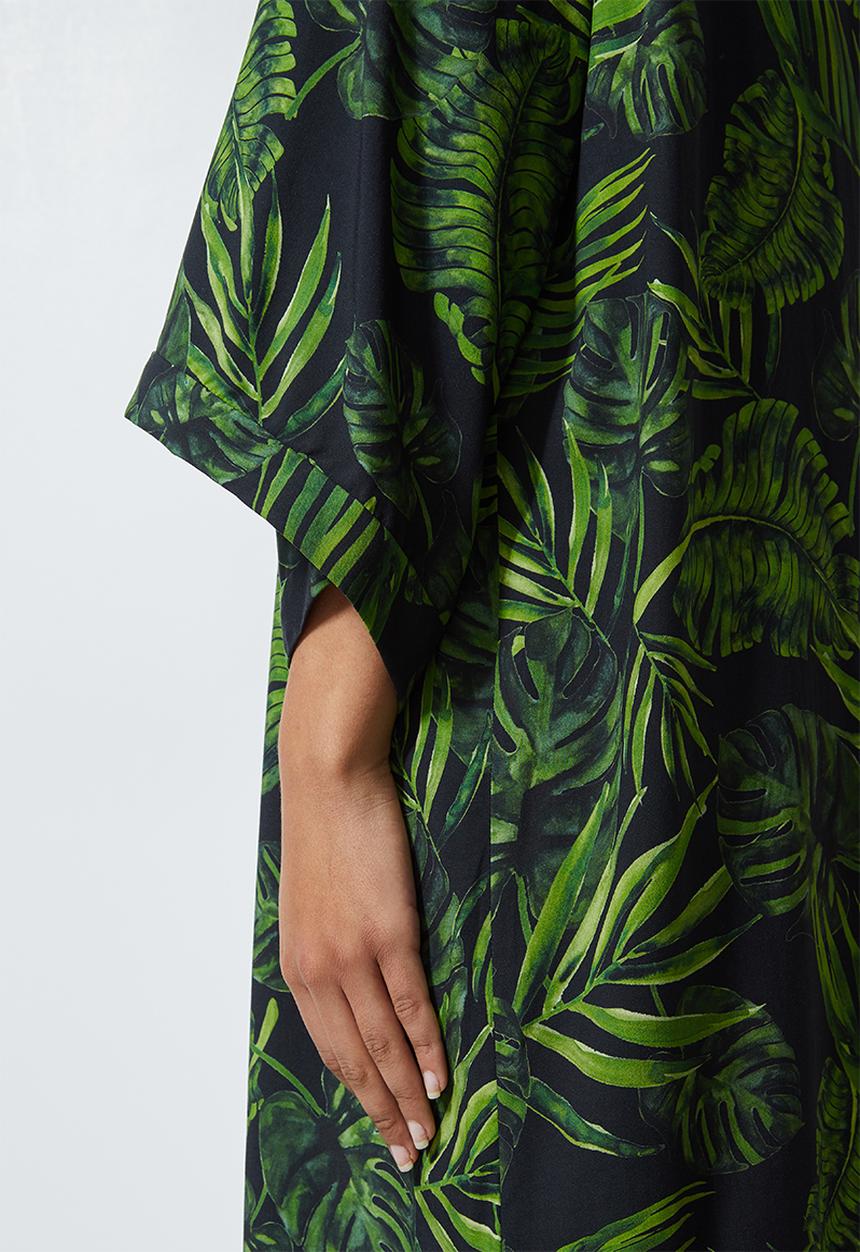 Superbalist - Printed longer length shacket - green & black 