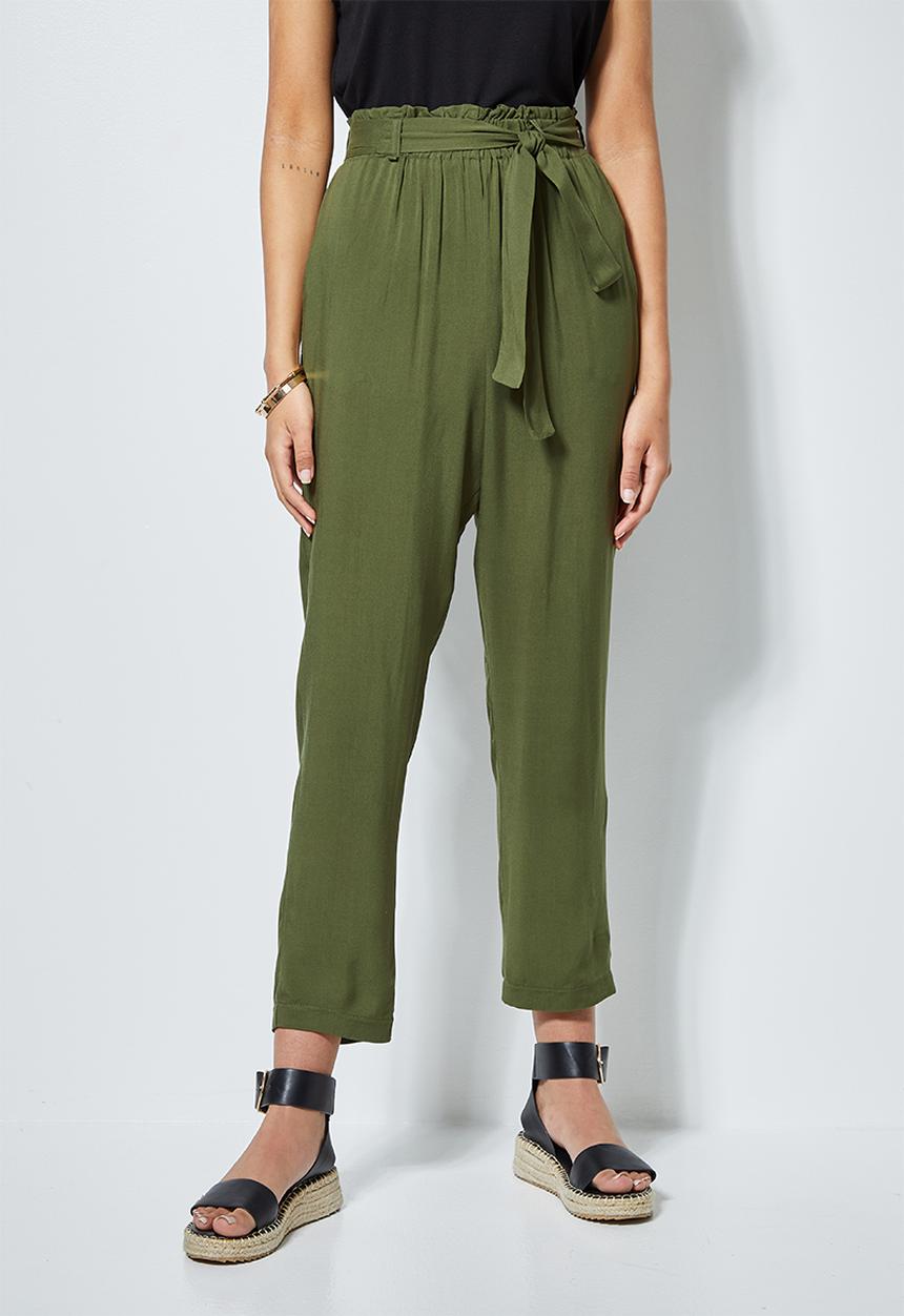 Superbalist - Soft paperbag trousers - olive