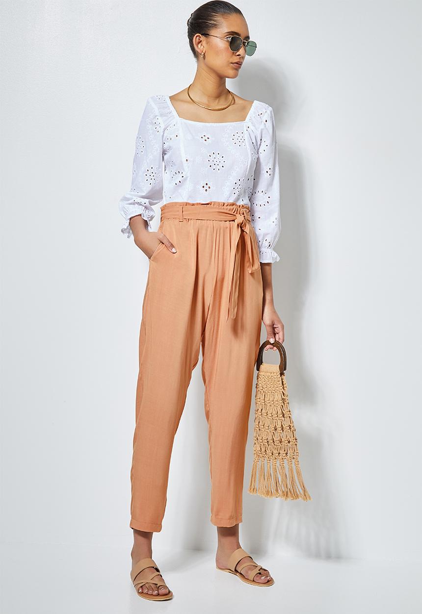 Superbalist - Soft paperbag trousers - neutral