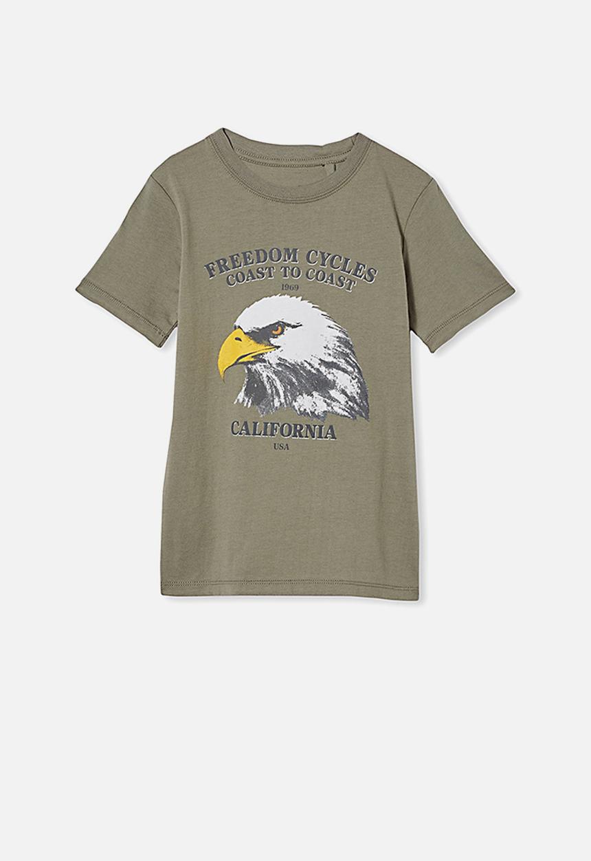 Cotton On - Max skater short sleeve tee - silver sage & freedom cycle