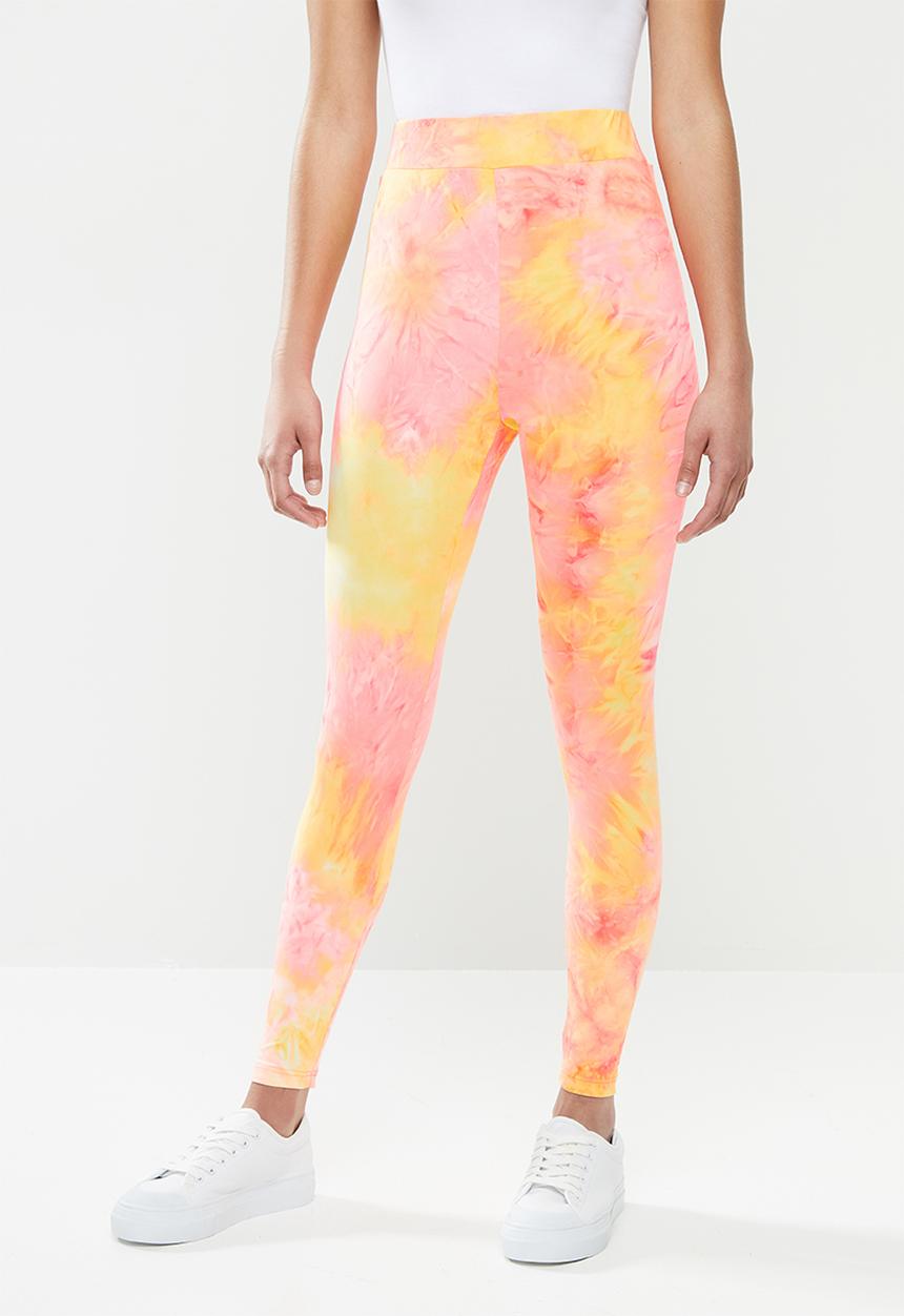 Glamorous - Petite Neon tie dye leggings - coral