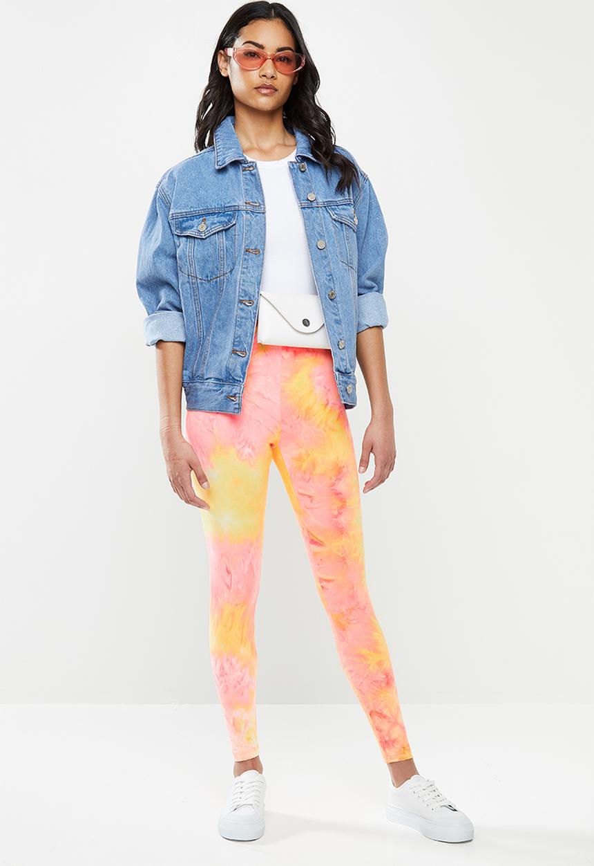 Glamorous - Petite Neon tie dye leggings - coral