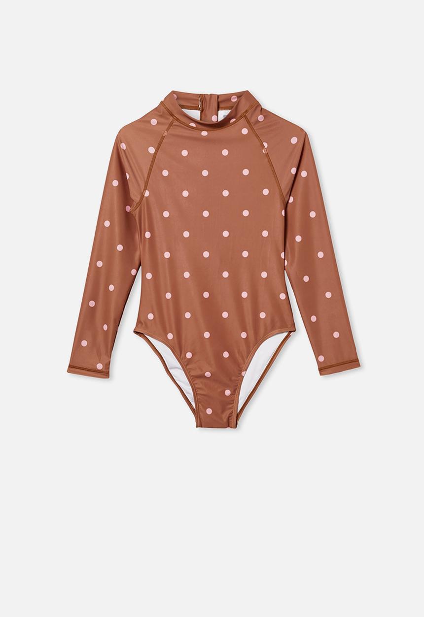 Free by Cotton On - Lindsay long sleeve one piece - amber brown