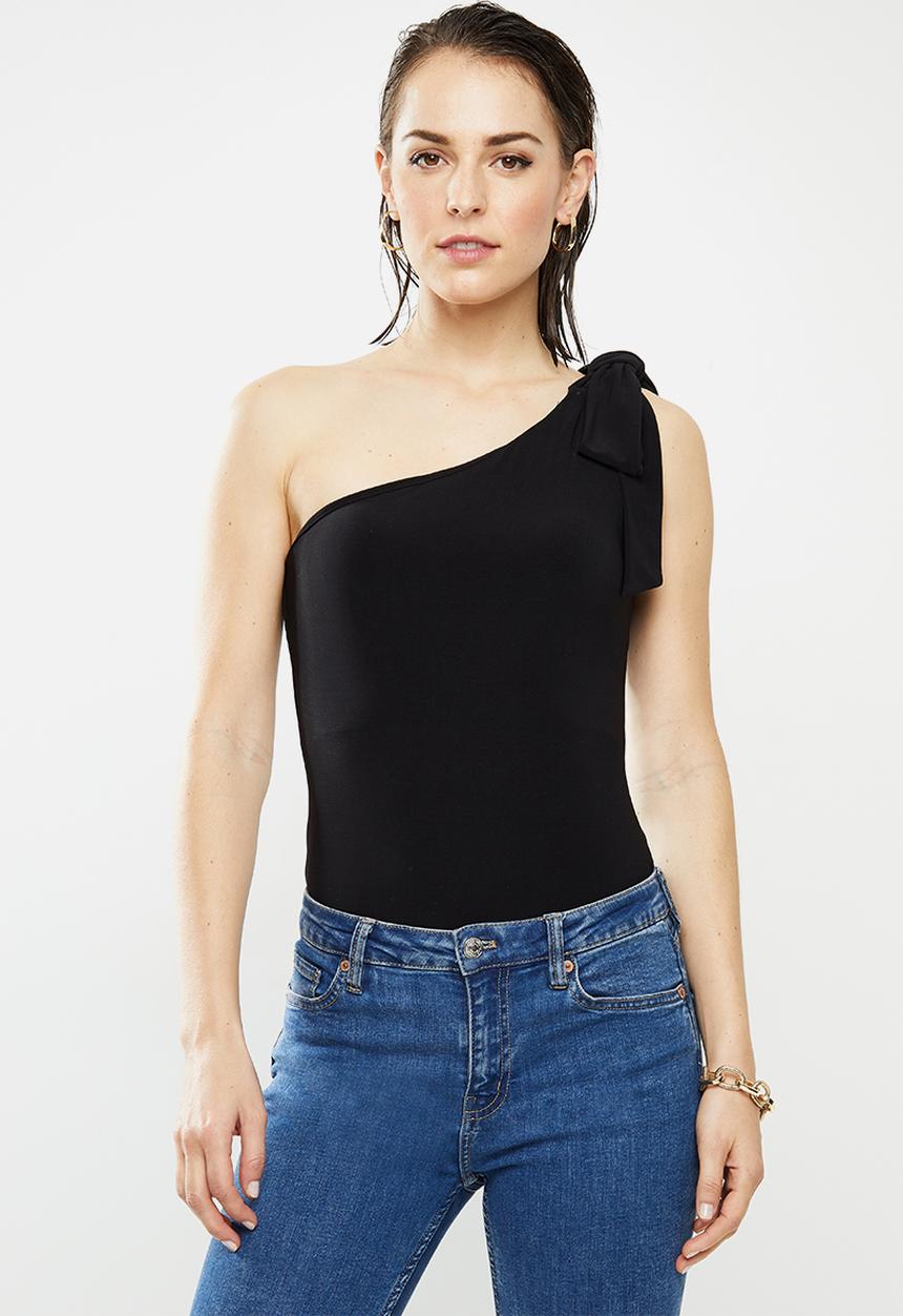 MILLA - Asymmetric bodysuit - black