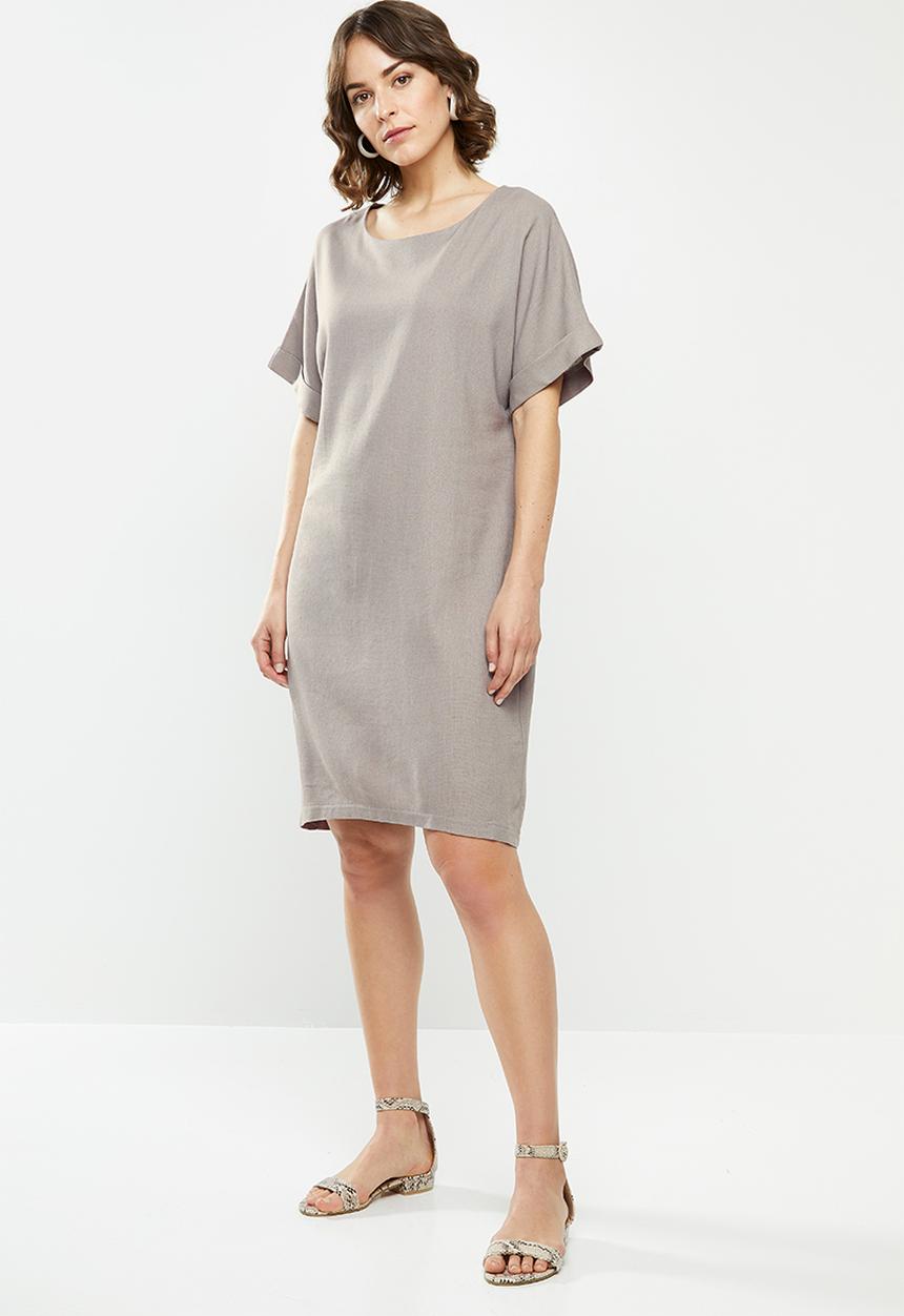 edit - Linen short sleeve tunic dress - grey