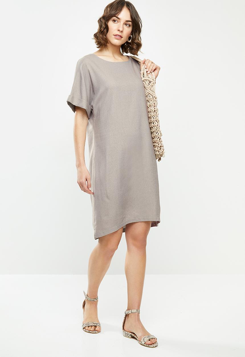 edit - Linen short sleeve tunic dress - grey