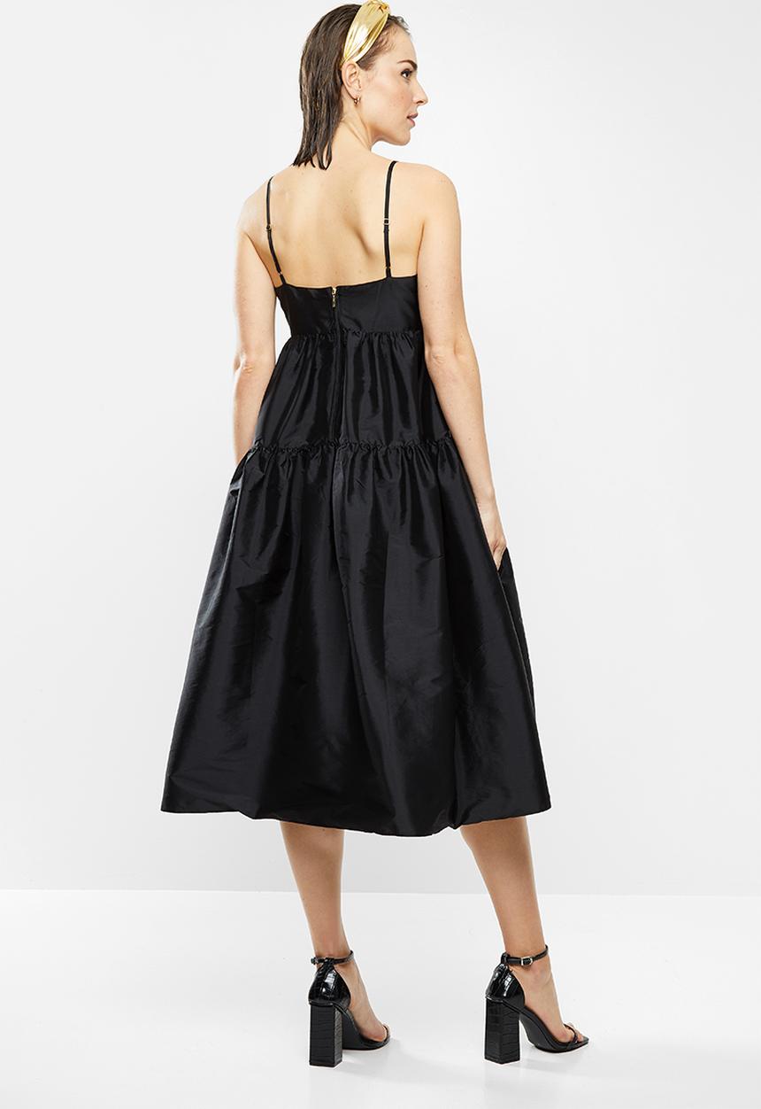 MILLA - Tiered midi dress - black
