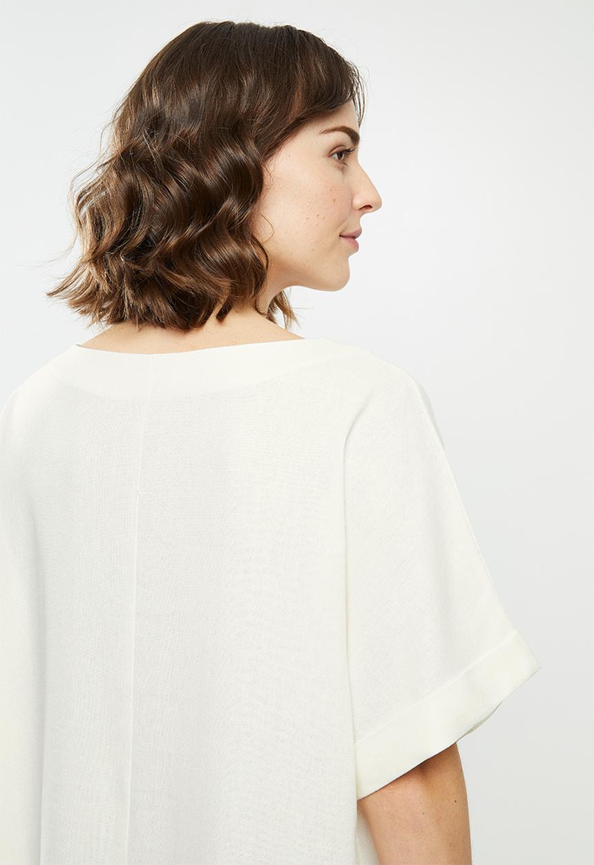 edit - Linen short sleeve tunic dress - cream 