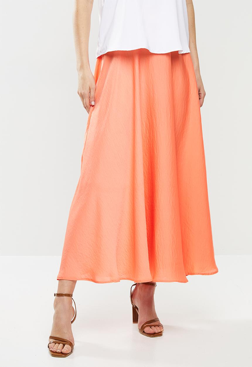 MILLA - Satin circle skirt - orange