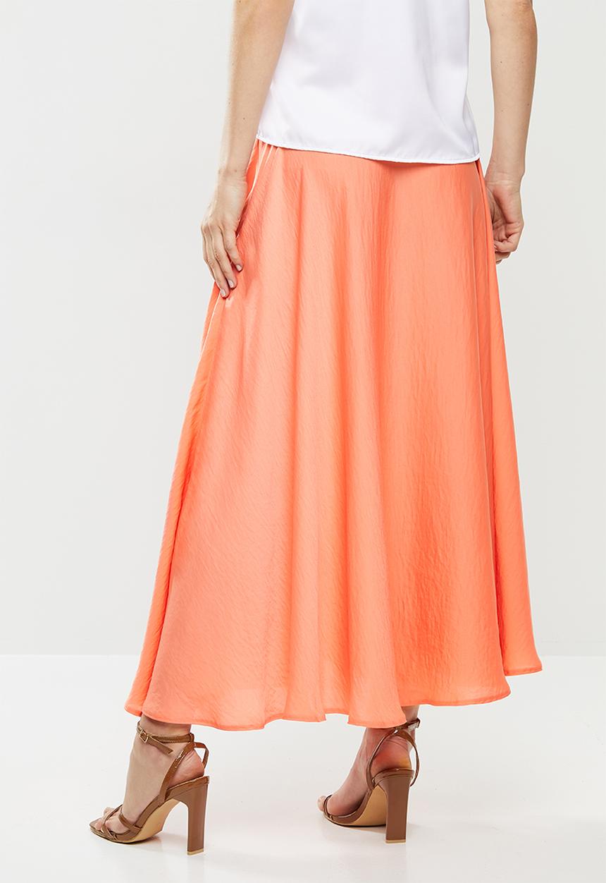 MILLA - Satin circle skirt - orange