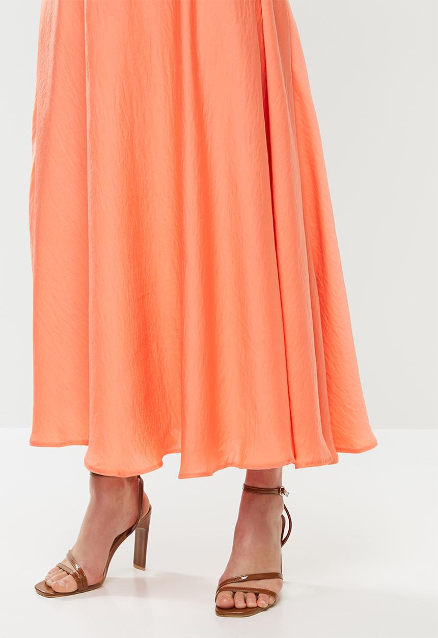 MILLA - Satin circle skirt - orange